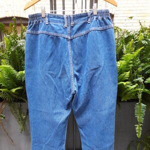 Vintage 90s Mom Jeans Size 14 High Waisted Denim 80s Elastic Waist